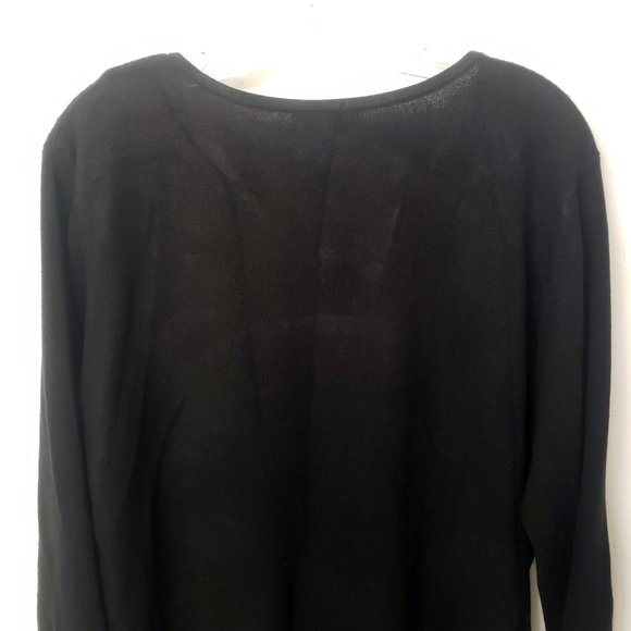 Designer Originals Women's Black Knit Scoop Neck Faux Diamond Top Sweater - Picture 7 of 11